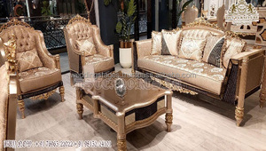 Conjunto de sofás de estilo barroco real italiano para el hogar, conjunto de sofás tapizados victorianos de madera sólida, conjunto de sofás de estilo barroco italiano - Product Image 6