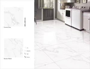 Corfu Gris 600x600mm Carreaux de porcelaine brillants 24x24 pouces Revêtement de sol en céramique aspect marbre poli Granit - Product Image 4