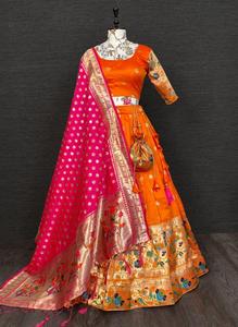 Vêtements Ethniques Indiens Belle Soie Paithani Tissage Zari Travail Lehenga Choli Avec Dupatta Fabrication De Surat new lehenga - Product Image 5