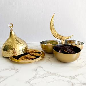 Cubierta de Alimentos de Aluminio de Lujo con Forma de Luna Creciente para Servir en Ramadán y Eid, Cúpula para Servir, Vajilla Islámica Personalizable y Ecológica - Product Image 4