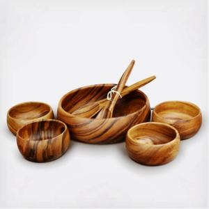 Bol de service en bois ultra brillant rond lisse bol de service en bois produit de vente chaude 2024 fabriqué en inde marque de luxe - Product Image 2