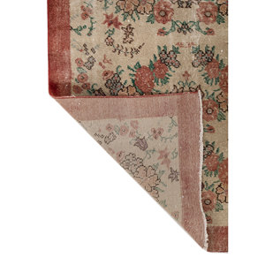 Alfombra de Lana Anudada a Mano Vintage Pae-2354 de Gran Tamaño, Diseño Floral Rojo y Naranja para Sala de Estar, Pasillo, Rectangular, para Adolescentes - Product Image 5