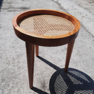 โต๊ะไม้หวายทรงกลมโต๊ะข้างกาแฟเฟอร์นิเจอร์บ้านและคาเฟ่แบบลำลอง - Product Image 2