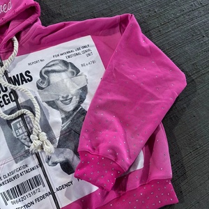 Conjunto Deportivo de Dos Piezas con Capucha, Estilo Vintage, Lavado Ácido, Transpirable, con Pedrería, Ropa de Calle, 100% Algodón Estampado - Product Image 2