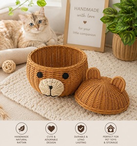 Paniers de rangement en osier avec couvercle, faits à la main, en rotin naturel, modernes et multifonctionnels, fabriqués au Vietnam - Product Image 3