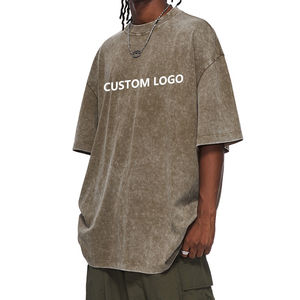 เสื้อยืดผ้าคอตตอน 100% ทรงโอเวอร์ไซส์ สไตล์สตรีทแวร์ลำลอง สำหรับผู้ชาย แบบยูนิเซ็กซ์ ล้างสีแบบแอซิดวอช ผ้าถักเนื้อแน่น เป็นมิตรกับสิ่งแวดล้อม แห้งเร็ว ระบายอากาศได้ดี รับสั่งทำ - Product Image 3