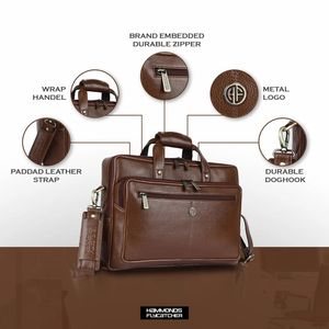 Fashionable Waterproof Anti-Theft <b>Leather</b> <b>Laptop</b> <b>Bag</b> with Plain Design for Daily Use - Product Image 4