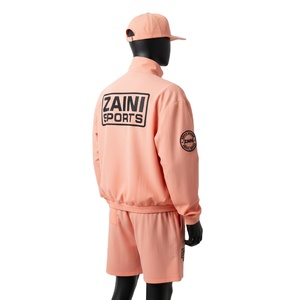 Ensemble coupe-vent pour homme, tissu polyester de haute qualité, respirant, couleur pêche, logo imprimé à chaud personnalisé, ensemble coupe-vent grande taille - Product Image 5