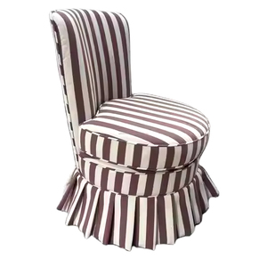 Fauteuil de salon vintage français en tissu à dossier rond, fauteuil d'appoint rembourré, chaises longues - Product Image 1