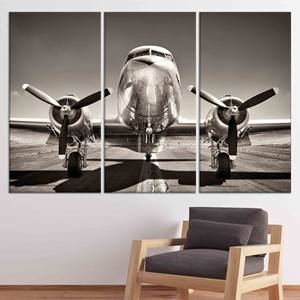 Impression sur toile abstraite élégante sur le thème de l'aviation : décoration murale moderne, lot de 3 toiles - Product Image 1