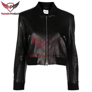 Chaqueta de cuero Bomber lavada ajustada para mujer a la moda, ropa de calle elegante con nuevo diseño, Top corto, procesamiento de punto - Product Image 3