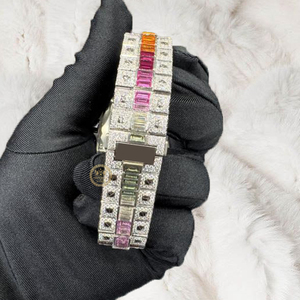 Reloj de Lujo Exclusivo con Diamantes Cultivados en Laboratorio, Esfera con Números Romanos, Diamantes Baguette, Proveedor Mayorista OEM ODM - Product Image 2