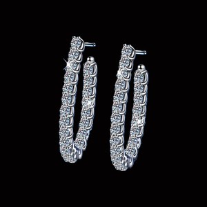 Fully Iced Out VVS Moissanite Diamond Stud <b>Earrings</b> IGI Certified 14K White Gold Plating Diamond Hip Hop Style for Women - Product Image 2