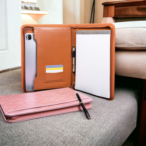 Personalized Genuine Leather Business Portfolio Zippered Executive Portfolio A5 Size Travel Office Conference File <b>Folder</b> - Product Image 5