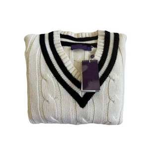 V-Neck Embroidery 100% Cotton Pullover <b>Sweater</b> Sports Wear Adults Cricket Breathable Winter Solid <b>Men's</b> Customized Color High - Product Image 4