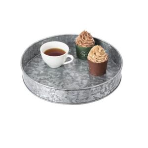Round Shape Galvanized Food Serving Tray for Desserts and <b>Chocolate</b> Premium Quality Tin Tray at Affordable Price Heavy Base - Product Image 1