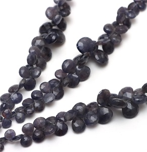 Hecho a mano Bloodshot Blue Iolite Gemstone Faceted Heart Beads Dark Blue Loose Stone Strand Fancy Shape - Product Image 4