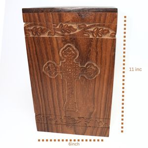 Handcrafted Wooden Urns for <b>Ashes</b> Cross Engraved Rosewood Urn for Human <b>Ashes</b> Pet Urns for <b>Dogs</b> <b>Ashes</b> - Product Image 2