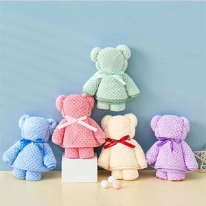 Offre Spéciale serviettes en microfibre polaire corail de haute qualité conception de visage d'ours mignon cadeaux de mariage parfaits pour les invités utilisation de l'hôtel de plage de bain - Product Image 2