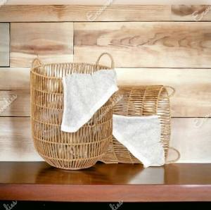 ตะกร้าหวายไม้ไผ่ซักผ้าแบบมีด้ามจับตะกร้าสานสำหรับเก็บเสื้อผ้าในห้องน้ำและบ้าน - Product Image 4