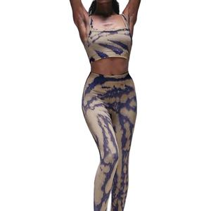 Cravate Die Soutien-Gorge Court Débardeur Taille Haute Workout Legging pantalon long sportswear biker leggings vêtements de sport yoga ensemble leisu - Product Image 1