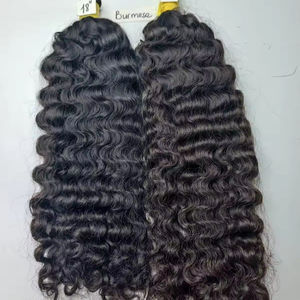 Venta al por mayor cutícula alineada cabello humano crudo vietnamita birmano rizado profundo rizado extensión de cabello a granel color natural - Product Image 4