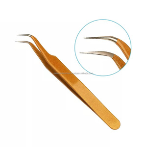 Pince à cils dorée de haute qualité, acier inoxydable de grade A+, pointe fine, outil d'extension de cils - Product Image 4