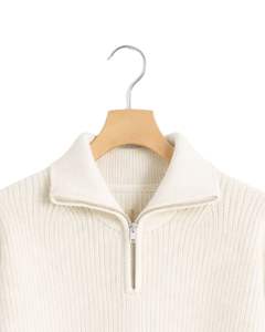 Pull en maille à col montant pour homme, personnalisé par le fabricant, texture côtelée blanche, col montant, chaud, décontracté, pull d'hiver, OEM personnalisé - Product Image 5