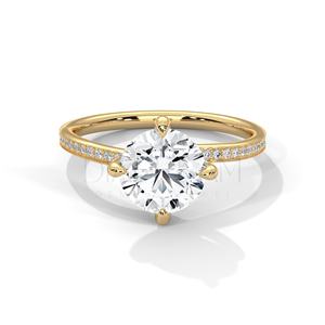 Mejor personalizado 14KT oro blanco sólido corte elegante Leb diamante VVS claridad boda solitario anillo de compromiso para mujeres - Product Image 1