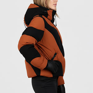 OEM/ODM Custom Made Loose Fit Color Block Stitched Panels Windproof <b>Lightweight</b> WinterWear Hooded Puffer <b>Jacket</b> For <b>Women</b> - Product Image 2