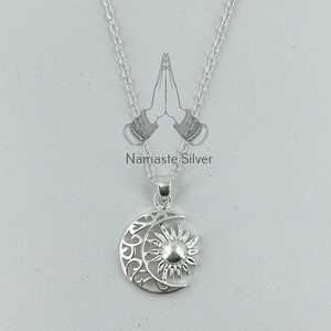 Collar de Plata de Ley 925 con Colgante de Sol y Luna, Estilo Bohemio Celestial, Cadena con Colgante, Regalo de Aniversario o Cumpleaños para Ella, Medallón de Sol y Luna - Product Image 5