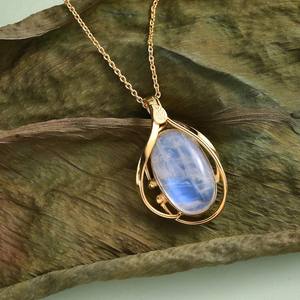 Pierre de lune pendentif collier pour femmes bijoux ovale pierre précieuse cadeau de fiançailles en argent Sterling pierre de lune bijoux Boho femmes pendentif - Product Image 3