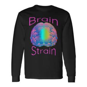 T-shirt a maniche lunghe con stampa digitale Brain Strain Psychedelic, girocollo unisex, abbigliamento promozionale per adulti - Product Image 1