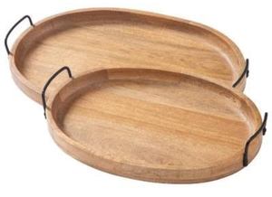 Premium Quality Elegant and Decorative Metal Wood Serving <b>Tray</b> Unique Design Factory Direct Sale for Guests - Product Image 2