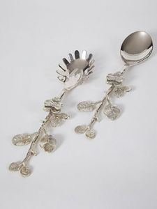 Wholesale Silver Brass Embossed Branches Design Handmade Handle <b>Serving</b> Set in Bulk Price - Product Image 5