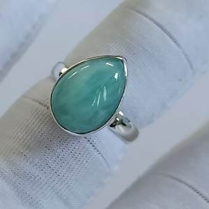 Navya Craft Amazonite <b>Silver</b> <b>Ring</b> <b>925</b> Sterling Handmade <b>Ring</b> <b>with</b> Cut Diamond Inlay Pear Shape Size 4 to 13 Perfect Gift for Her - Product Image 4