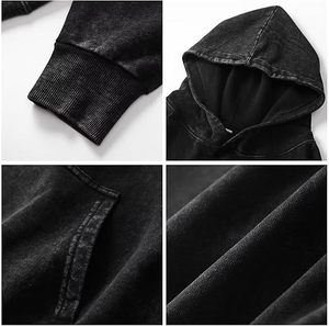 Sudadera con capucha lavada con ácido Vintage para hombre, ropa informal de gran tamaño, sudadera informal Retro, sudadera holgada de lana de algodón - Product Image 6