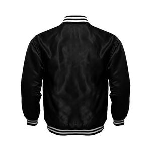 Ropa de invierno para hombre con letras personalizadas, venta al por mayor, chaqueta Varsiti de satén de poliéster en blanco, chaqueta con logotipo personalizado de manga larga - Product Image 6