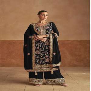 Fantaisie Wear Heavy Premium Chinon Salwar Suit & Dupatta Avec Séquence Broderie Stich Réel Miroir Jharkhand Diamant Travail À Vendre - Product Image 1