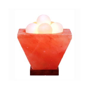 Bol à sel de l'Himalaya naturel en forme de trapèze avec des boules de massage de 1,7 pouce de rayon, lampe de désintoxication profonde et de guérison pour le spa - Product Image 3