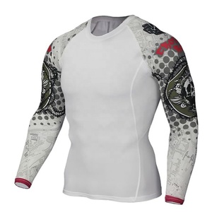 2024 nuevas camisas de manga corta de compresión para hombre de secado rápido Atlético Fitness gimnasio entrenamiento sublimación camisa patrón impreso - Product Image 5