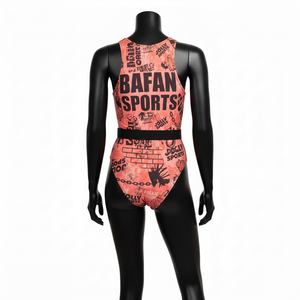 Traje de Baño Premium para Mujer en Poliéster y Spandex, Estampado de Grafiti Color Coral Melocotón, Sublimación, Logotipo Personalizado - Product Image 2