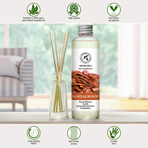 Recharge liquide pour diffuseur d'arômes Aromatika au bois de santal naturel 200 ml – Huile parfumée longue durée pour diffuseur à bâtonnets - Product Image 3