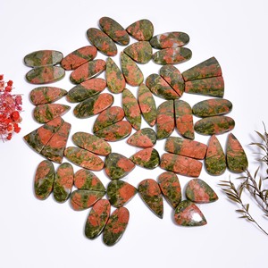 Natural Unakite Jasper Gemstone Pair for Earrings Quality AAAA Loose Quartz Gemstones - Product Image 3