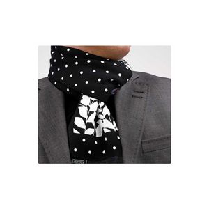 Black and White Polka Dot Floral Traditional Scarf and Shawl - Product Image 1