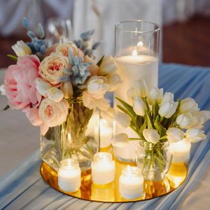 12 Zoll Goldene Runde Spiegel-Tischdekoration für Kerzen, Hochzeiten und Partys, Kreisförmige Spiegeltabletts - Product Image 4