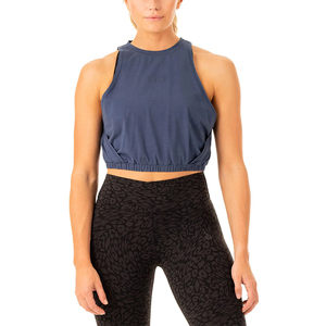 Venta al por mayor de las mujeres recortada camiseta sin mangas con logotipo personalizado impreso Crop Top Singlet suelta transpirable deportes camiseta chaleco para las mujeres - Product Image 1