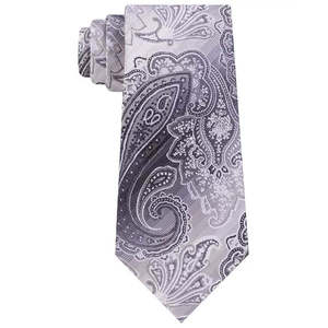 Cravatta da Uomo Van Heusen The Ferreira Paisley, Adatta per l'Ufficio, Nera e Grigia, Realizzata in Poliestere - Product Image 1