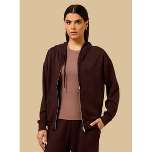 Sweat à capuche uni avec fermeture éclair - Mélange de polyester - Product Image 1