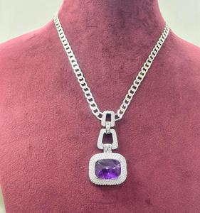 Collier de charme de créateur de haute qualité en argent plaqué zircon uniquement Collection de vêtements de mariage et de fête pour femmes et filles - Product Image 2